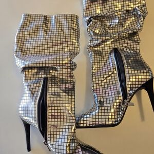 Jessica Simpson Metallic Checkered Heeled Boots